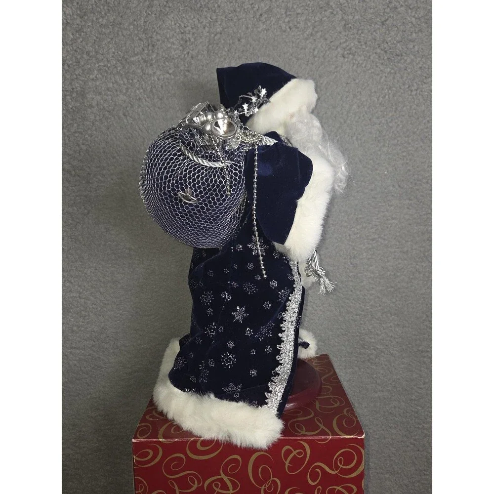 Vtg‎ San Francisco Music Box Co Christmas Santa Figurine Blue Velvet Plays
